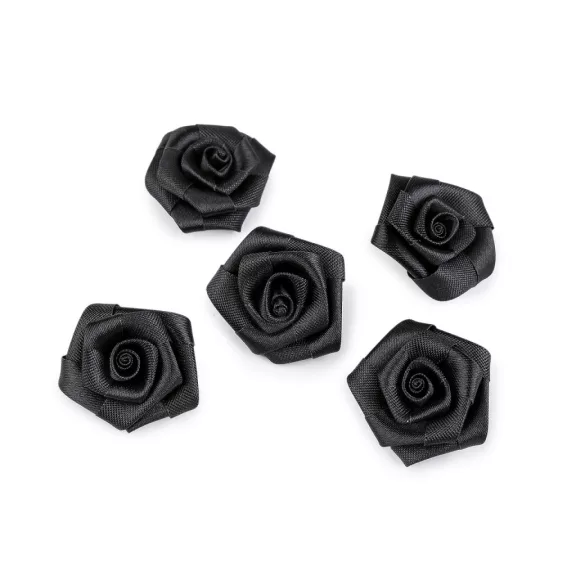 Szatén szalag rózsa Ø35 mm - 6 fekete (5 db-os csomagolás) Szatén szalag rózsa Ø35 mm - 6 fekete (5 db-os csomagolás)