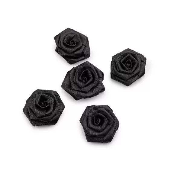 Szatén szalag rózsa Ø40 mm - 4 fekete (20 db-os csomagolás) Szatén szalag rózsa Ø40 mm - 4 fekete (20 db-os csomagolás)