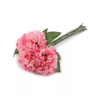   Mesterséges szegfűcsokor - 4 rózsaszín világos (5 bunch)