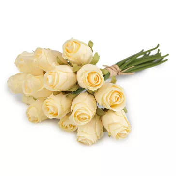   Műrózsa csokor, 16 szálas köteg - 2 krém világos (4 bunch)