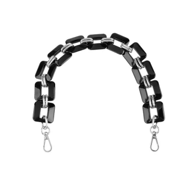   Táskafül / táskalánc / táskadísz, hossza 48 cm - 3 fekete nikkel (3 db-os csomagolás)