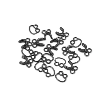   Dizájn fém kapocs / horog és szem 12x18 mm - 2 nikkel fekete (2 pr)