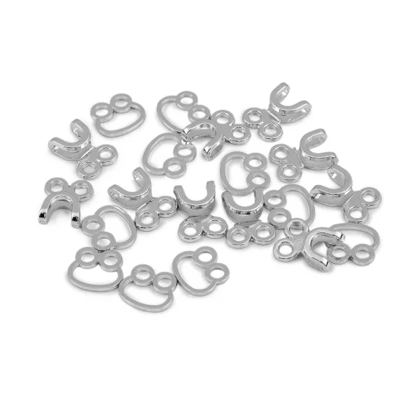 Dizájn fém kapocs / horog és szem 15x23 mm - 1 nikkel (10 pár) Dizájn fém kapocs / horog és szem 15x23 mm - 1 nikkel (10 pár)