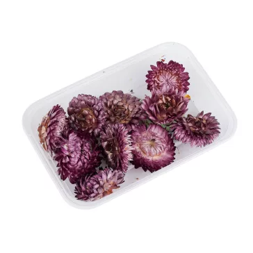   Szárított / stabilizált szalmavirág száraz és vizes tűzéshez - 4 lila (3 box)
