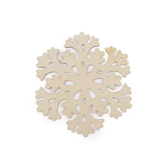Fa hópehely akasztóval Ø15 cm - természeti (1 db-os csomagolás) Fa hópehely akasztóval Ø15 cm - természeti (1 db-os csomagolás)
