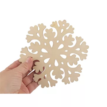   Fa hópehely akasztóval Ø15 cm - természeti (5 db-os csomagolás)