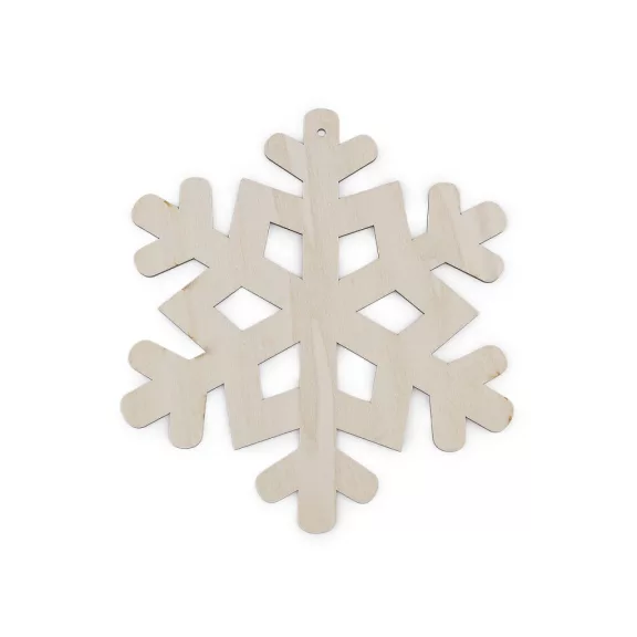 Fa hópehely akasztóval Ø20 cm - természeti (5 db-os csomagolás) Fa hópehely akasztóval Ø20 cm - természeti (5 db-os csomagolás)