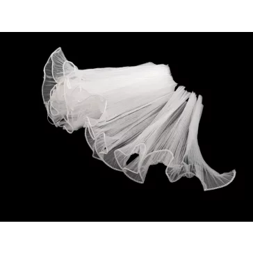   Virágos organza mandzstta 28 cm széles - 1 fehér (1 db-os csomagolás)