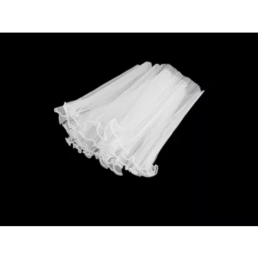   Virágos organza mandzstta gyöngyökkel 28 cm széles - 1 fehér (5 db-os csomagolás)