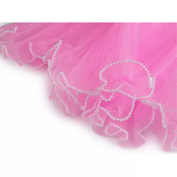   Virágos organza mandzstta gyöngyökkel 28 cm széles - 2 rózsaszín (1 db-os csomagolás)