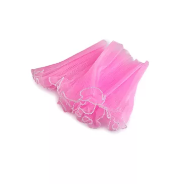   Virágos organza mandzstta gyöngyökkel 28 cm széles - 2 rózsaszín (5 db-os csomagolás)