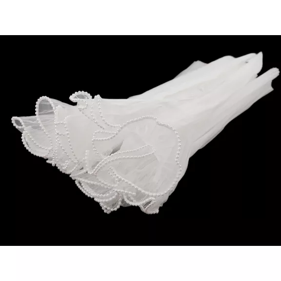 Virágos organza mandzstta gyöngyökkel 48 cm széles - 1 fehér (1 db-os csomagolás) Virágos organza mandzstta gyöngyökkel 48 cm széles - 1 fehér (1 db-os csomagolás)