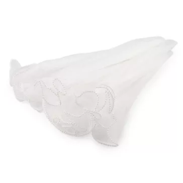   Virágos organza mandzstta gyöngyökkel 48 cm széles - 1 fehér (1 db-os csomagolás)