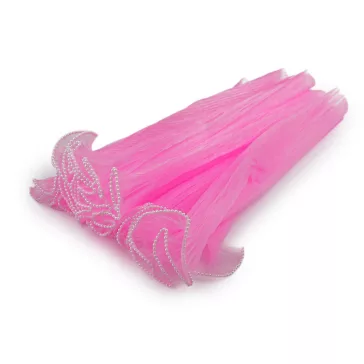   Virágos organza mandzstta gyöngyökkel 48 cm széles - 2 rózsás pink vil. (1 db-os csomagolás)