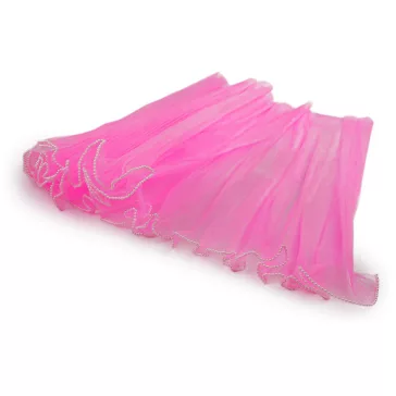   Virágos organza mandzstta gyöngyökkel 48 cm széles - 2 rózsás pink vil. (3 db-os csomagolás)