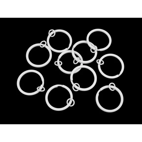 Lapos lakkozott kulcskarika összekötő szemmel, Ø30 mm kulcstartókhoz - 1 fehér (100 db-os csomagolás) Lapos lakkozott kulcskarika összekötő szemmel, Ø30 mm kulcstartókhoz - 1 fehér (100 db-os csomagolás)