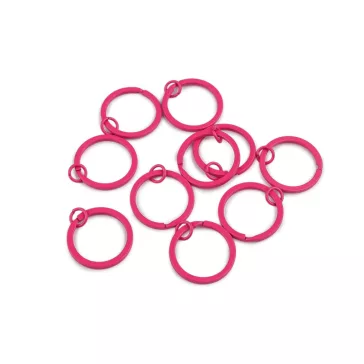   Lapos lakkozott kulcskarika összekötő szemmel, Ø30 mm kulcstartókhoz - 4 pink (10 db-os csomagolás)