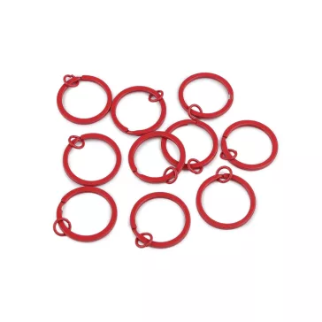   Lapos lakkozott kulcskarika összekötő szemmel, Ø30 mm kulcstartókhoz - 5 piros (50 db-os csomagolás)