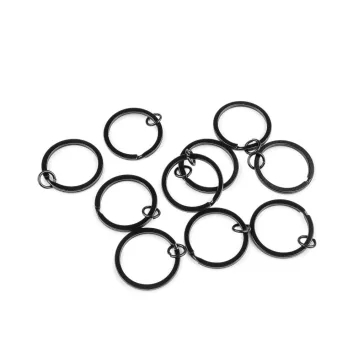   Lapos lakkozott kulcskarika összekötő szemmel, Ø30 mm kulcstartókhoz - 8 fekete (10 db-os csomagolás)