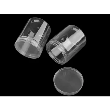   Széles szájú műanyag flakon csavaros kupakkal Ø7,4 cm - Transparent (2 db-os csomagolás)