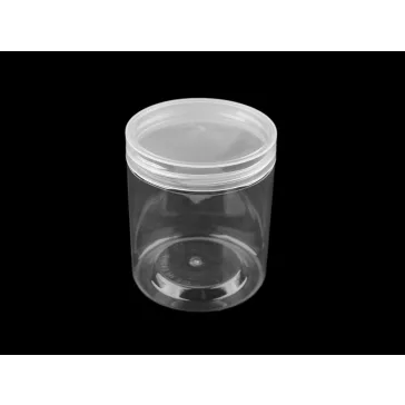   Széles szájú műanyag flakon csavaros kupakkal Ø7,4 cm - Transparent (10 db-os csomagolás)