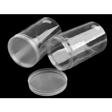   Széles szájú műanyag flakon csavaros kupakkal Ø8,5 cm - Transparent (10 db-os csomagolás)