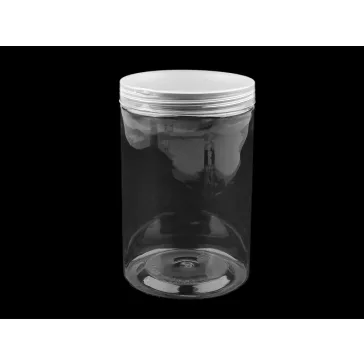   Széles szájú műanyag flakon csavaros kupakkal Ø8,5 cm - Transparent (10 db-os csomagolás)