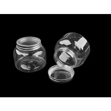   Széles szájú műanyag flakon átláttszó csavaros kupakkal - 1 (Ø9 cm) Transparent (10 db-os csomagolás)