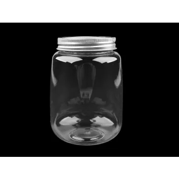   Széles szájú műanyag flakon átláttszó csavaros kupakkal - 2 (Ø8 cm) Transparent (2 db-os csomagolás)