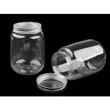   Széles szájú műanyag flakon átláttszó csavaros kupakkal - 2 (Ø8 cm) Transparent (10 db-os csomagolás)