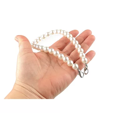   Gyöngyös táskafül és mobiltartó pánt 30 cm hossz - gyöngyszín nikkel (5 db-os csomagolás)