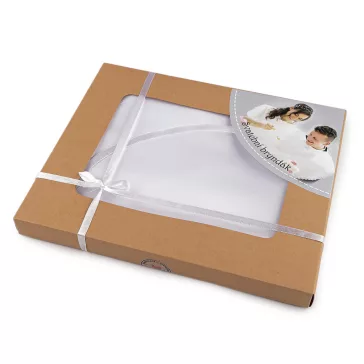   Szatén esküvői előke szatén ferdepánt szegéllyel - fehér (2 box)