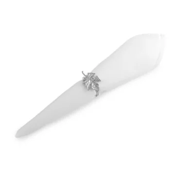   Fém szalvéta gyűrű - 3 ezüst levél (1 db-os csomagolás)