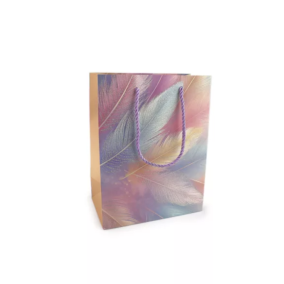Ajándéktasak tollak mintás és csillámprral 18x23 cm - 4 nefelejcskék púder (1 db-os csomagolás) Ajándéktasak tollak mintás és csillámprral 18x23 cm - 4 nefelejcskék púder (1 db-os csomagolás)