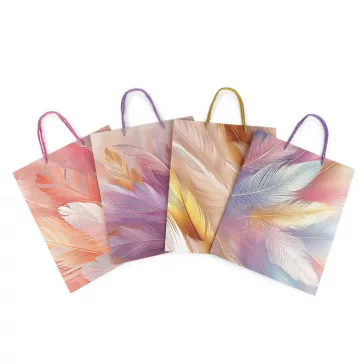   Ajándéktasak tollak csillámporral 26x32 cm - variáns készlet (12 db-os csomagolás)