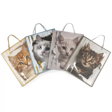   Ajándéktasak cicus 26x32 cm - variáns készlet (12 db-os csomagolás)