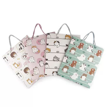   Ajándéktasak cicus 26x32 cm - variáns készlet (12 db-os csomagolás)