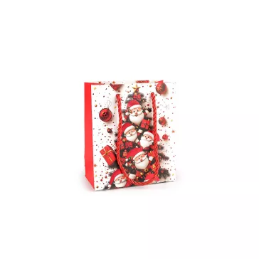   Karácsonyi ajándéktáska 12x14 cm - 4 fehér Santa (12 db-os csomagolás)