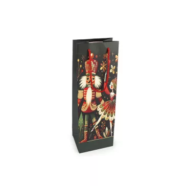   Karácsonyi italos boros ajándéktasak diótörő 12x35 cm - 2 sötétzöld (12 db-os csomagolás)