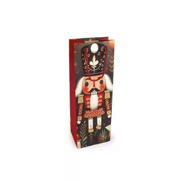   Karácsonyi italos boros ajándéktasak diótörő 12x35 cm - 4 sötétzöld (1 db-os csomagolás)