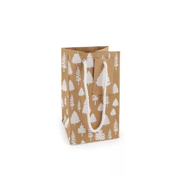   Karácsonyi ajándéktáska natür 10,5x18 cm - 2 természetes barna fa (1 db-os csomagolás)