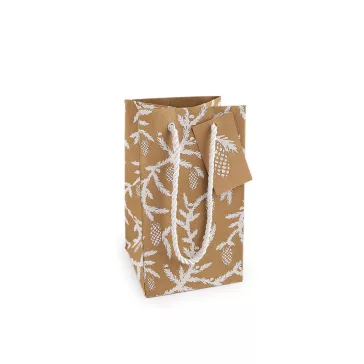   Karácsonyi ajándéktáska natür 10,5x18 cm - 3 természetes barna gallyak (1 db-os csomagolás)