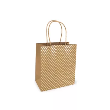   Papír ajándéktáska natür 15x17 cm - 4 természetes barna chevron (1 db-os csomagolás)