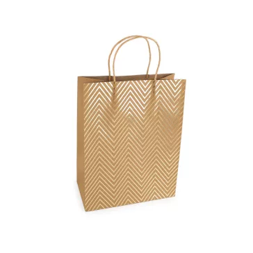   Papír ajándéktáska natür 24x31 cm - 4 természetes barna chevron (1 db-os csomagolás)