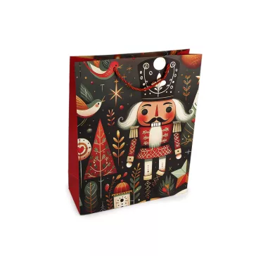   Karácsonyi ajándéktáska diótörő 26x32 cm - 4 sötétzöld (12 db-os csomagolás)