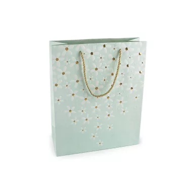   Ajándéktáska virág mintás 26x32 cm - 4 menta (1 db-os csomagolás)