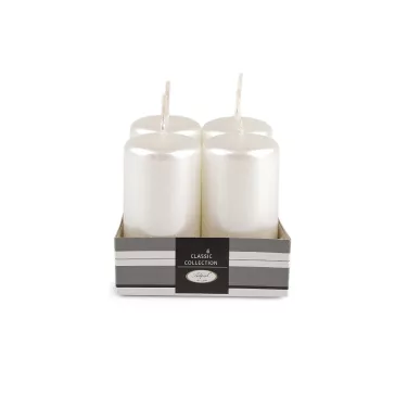   Hhengeres adventi gyertyák Ø4 cm - 3 fehér fémes (4 szett)
