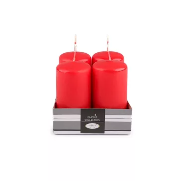 Hhengeres adventi gyertyák Ø4 cm - 4 piros matt (4 szett)