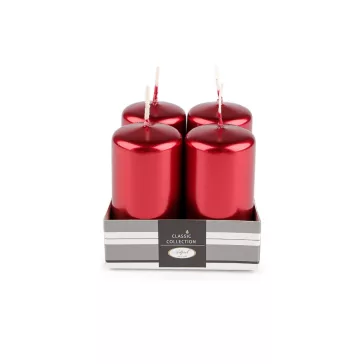   Hhengeres adventi gyertyák Ø4 cm - 6 piros fémes (1 szett)