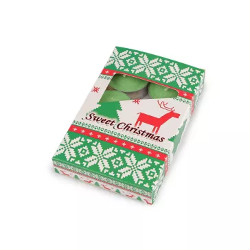   Karácsonyi illatos teamécsesek Ø4 cm - 6 (Sweet Christmas) zöld (6 box)